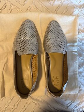 Naturalizer Metallic Silver Perforated Slip-On Flats